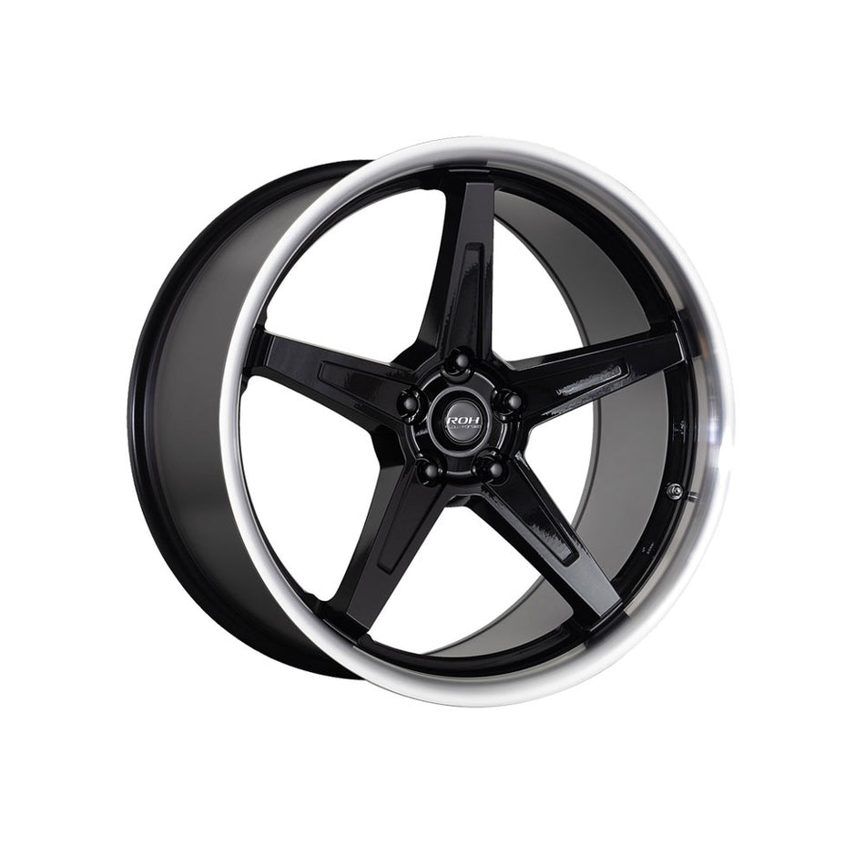 ROH WHEELS RF5 GLOSS BLACK MACHINED LIP