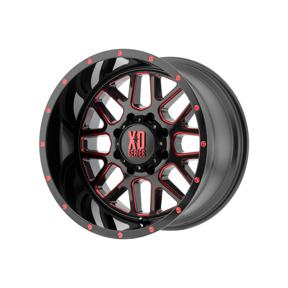 XD SERIES BY KMC WHEELS XD820 GRENADE Satin  Black Milled With Red Clear Coat