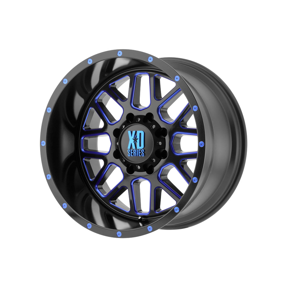 XD SERIES BY KMC WHEELS XD820 GRENADE Satin  Black Milled With Blue Clear Coat